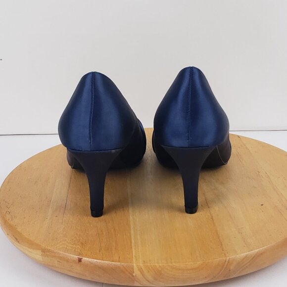 Dorothy Perkins US 7.5 UK 5 Dark Royal Blue Heels Brushed Satin Womens Shoes - Picture 6 of 14